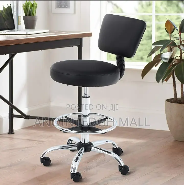 Adjustable Teller Swivel Chair Leather - Black