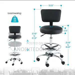 Adjustable Teller Swivel Chair Leather - Black