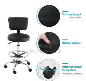 Adjustable Teller Swivel Chair Leather - Black