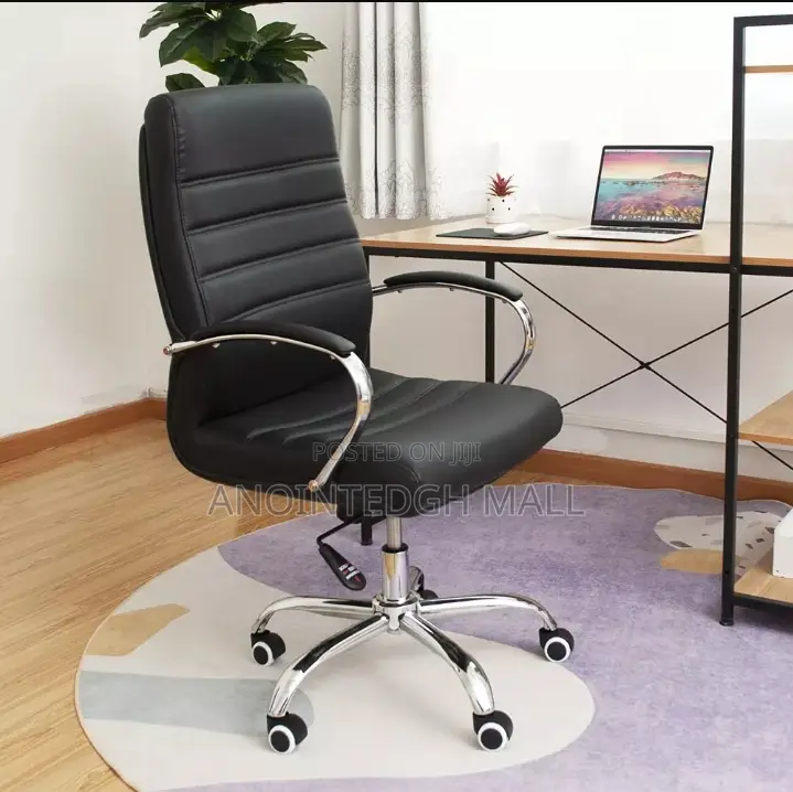 High Quality Leather Cushion Office Chair - Black