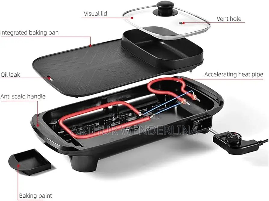 DSP 2 in 1 BBQ Electric Grill for Non-Stick 2500W