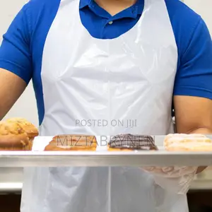 Disposable White Poly Aprons - 100 Pieces