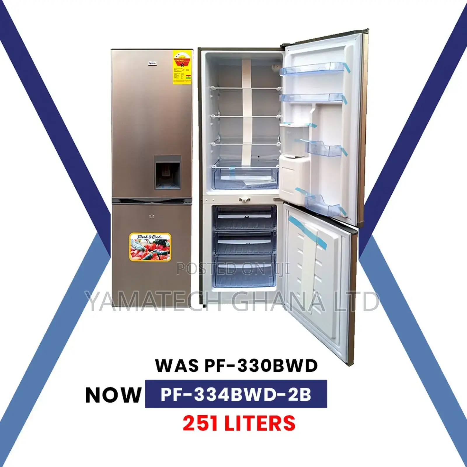 Pearl Fridge With Dispenser Bottom Freezer(Pf-334bwd) 251l