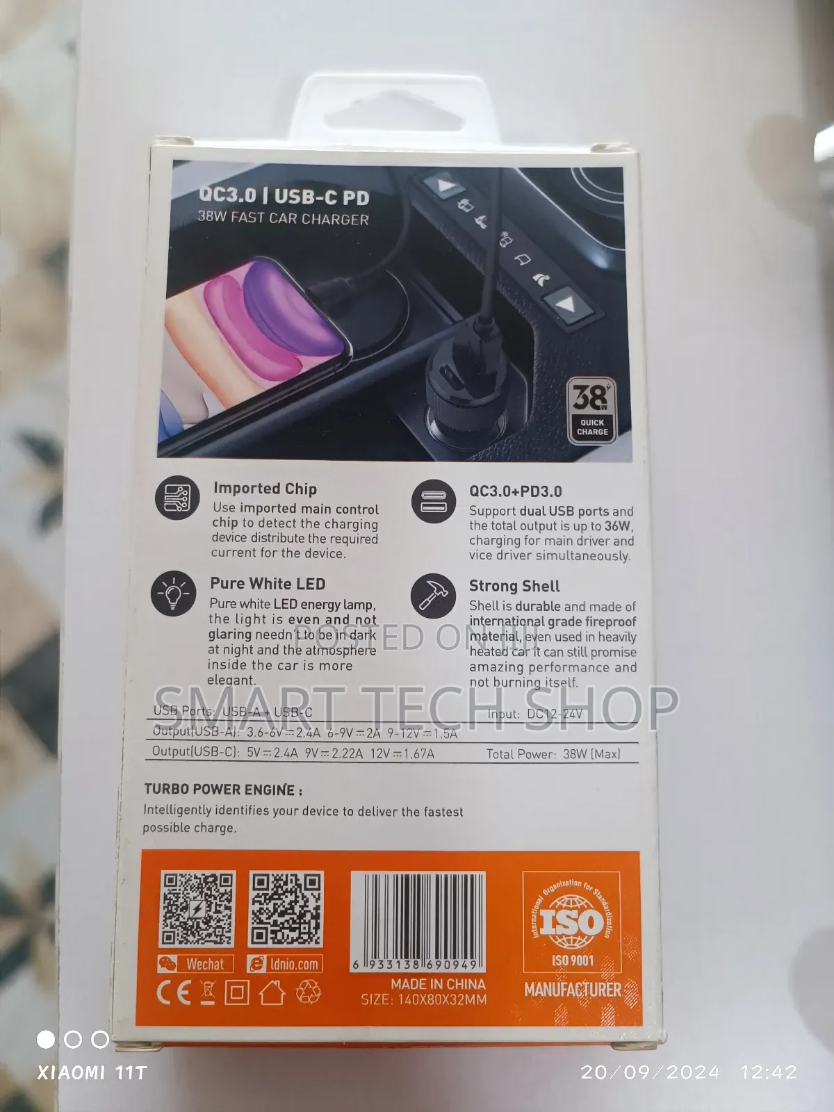 Ldnio 36 Watts Car Charger Type C and Usb Qc3.0 Quick Charge
