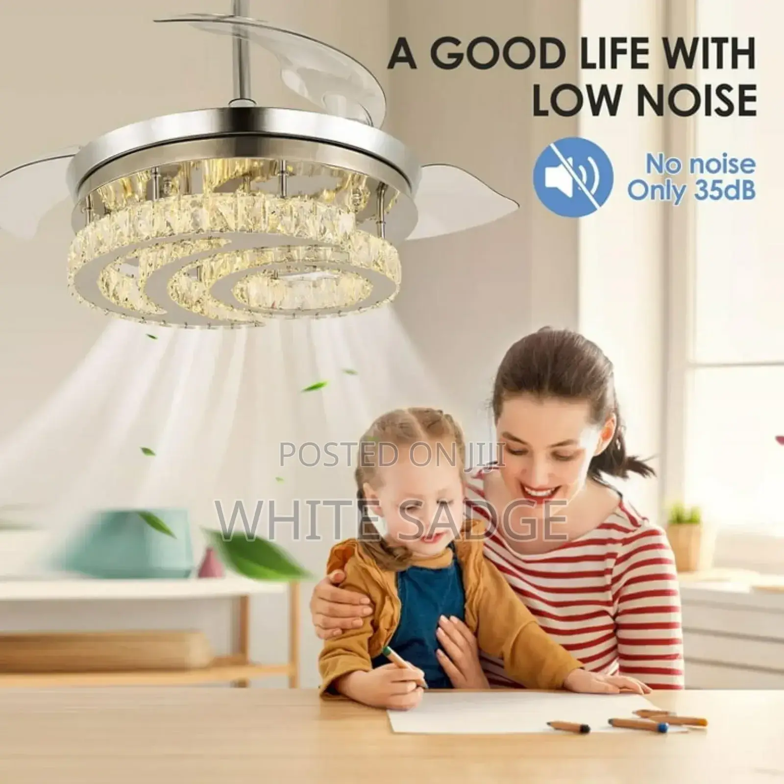 CRYSTAL Chandelier Fan Light