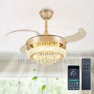 Golden Crystal Chandelier Fan Light