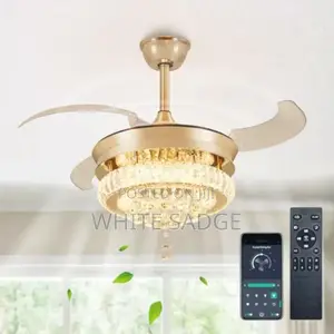 Golden Crystal Chandelier Fan Light