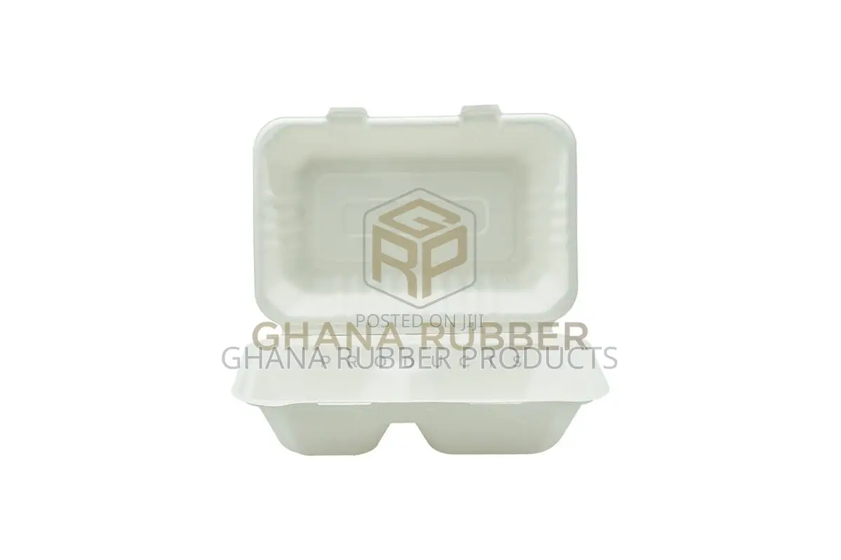 Bagasse 2-Section Clamshell Boxes 9" X 6" (200pcs)