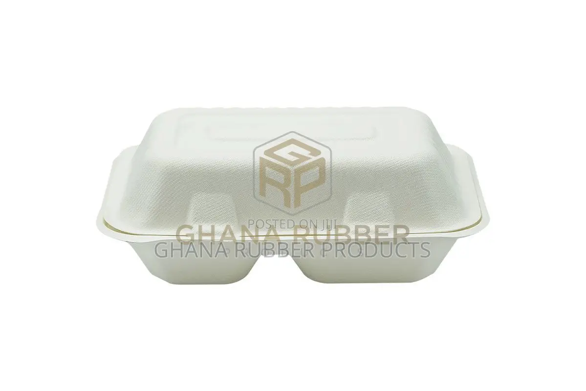 Bagasse 2-Section Clamshell Boxes 9" X 6" (200pcs)