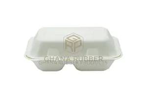 Bagasse 2-Section Clamshell Boxes 9" X 6" (200pcs)