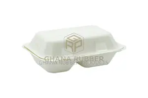 Bagasse 2-Section Clamshell Boxes 9" X 6" (200pcs)