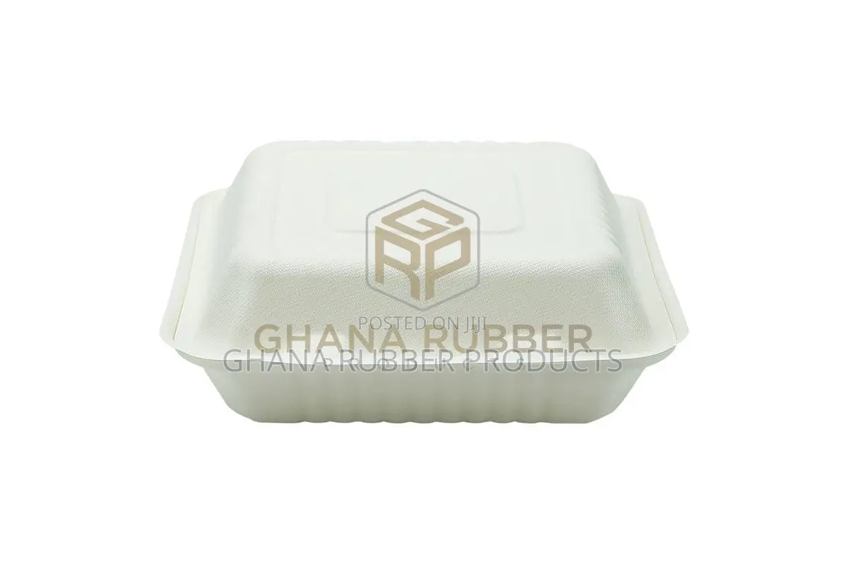 Bagasse 3-Section Clamshell Boxes 9" X 9" (200pcs)
