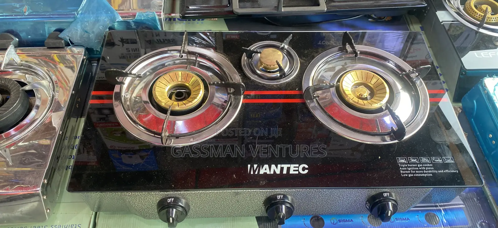 Premium Mantec 3 Burner Glass Stove
