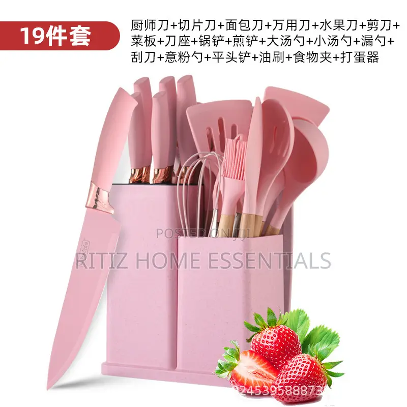 19 Pieces Silicon Laddle Set With Knives.