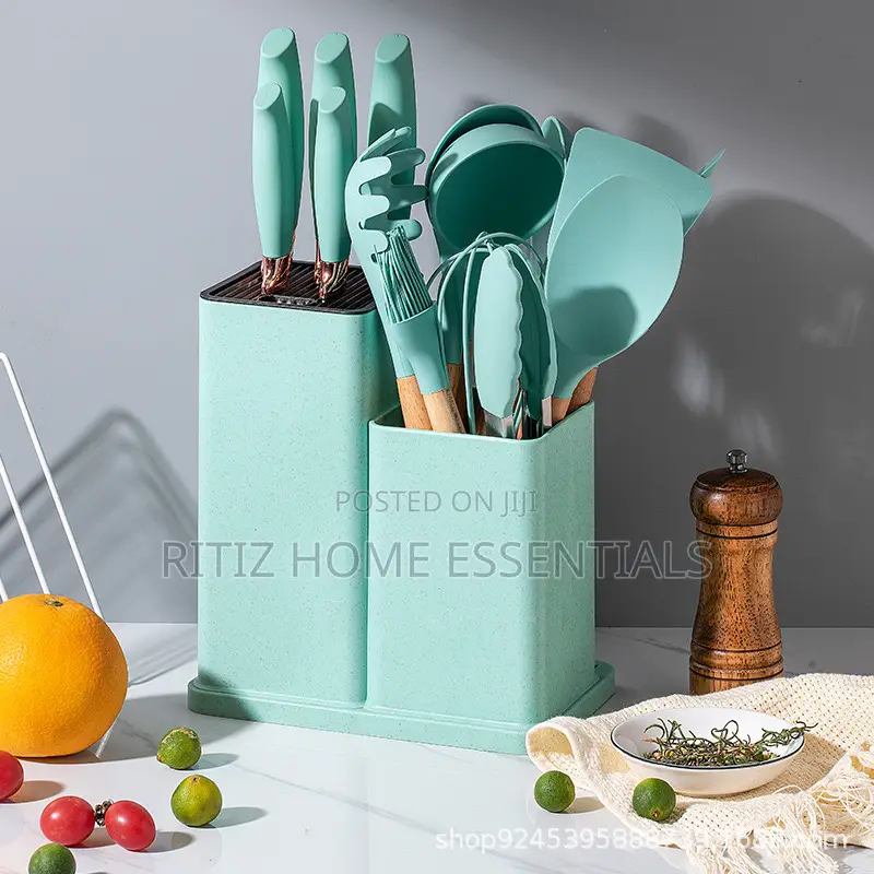 19 Pieces Silicon Laddle Set With Knives.