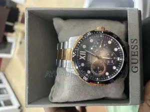 Guess Optimum Day Date Rose Gold and Silver Chain Watch