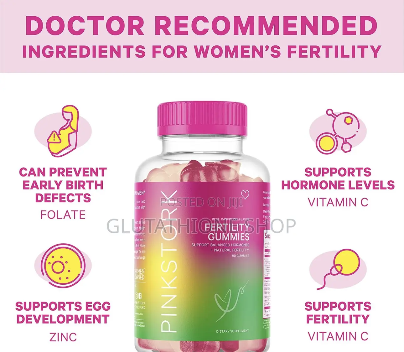 Pink Stork Fertility Prenatal Vitamin, Inositol Gummies