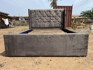 Fabric Grey Bed-frame Available For Delivery//Free Delivery