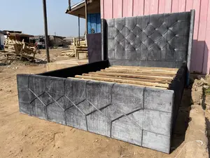 Fabric Gray Double Bed-frame//Free Delivery