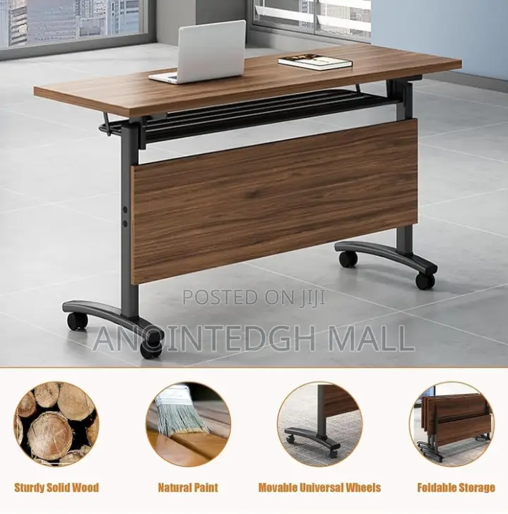 Modern Moveable Conference Desk 1.4m - Brown
