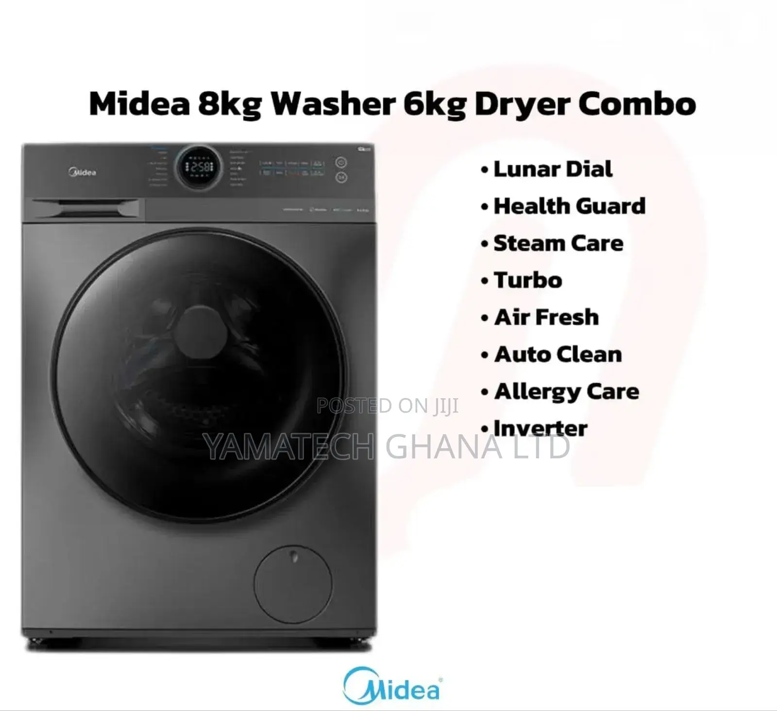 Midea Washing Machine 8kg/6kg Dry Midea-Mf200d80b-