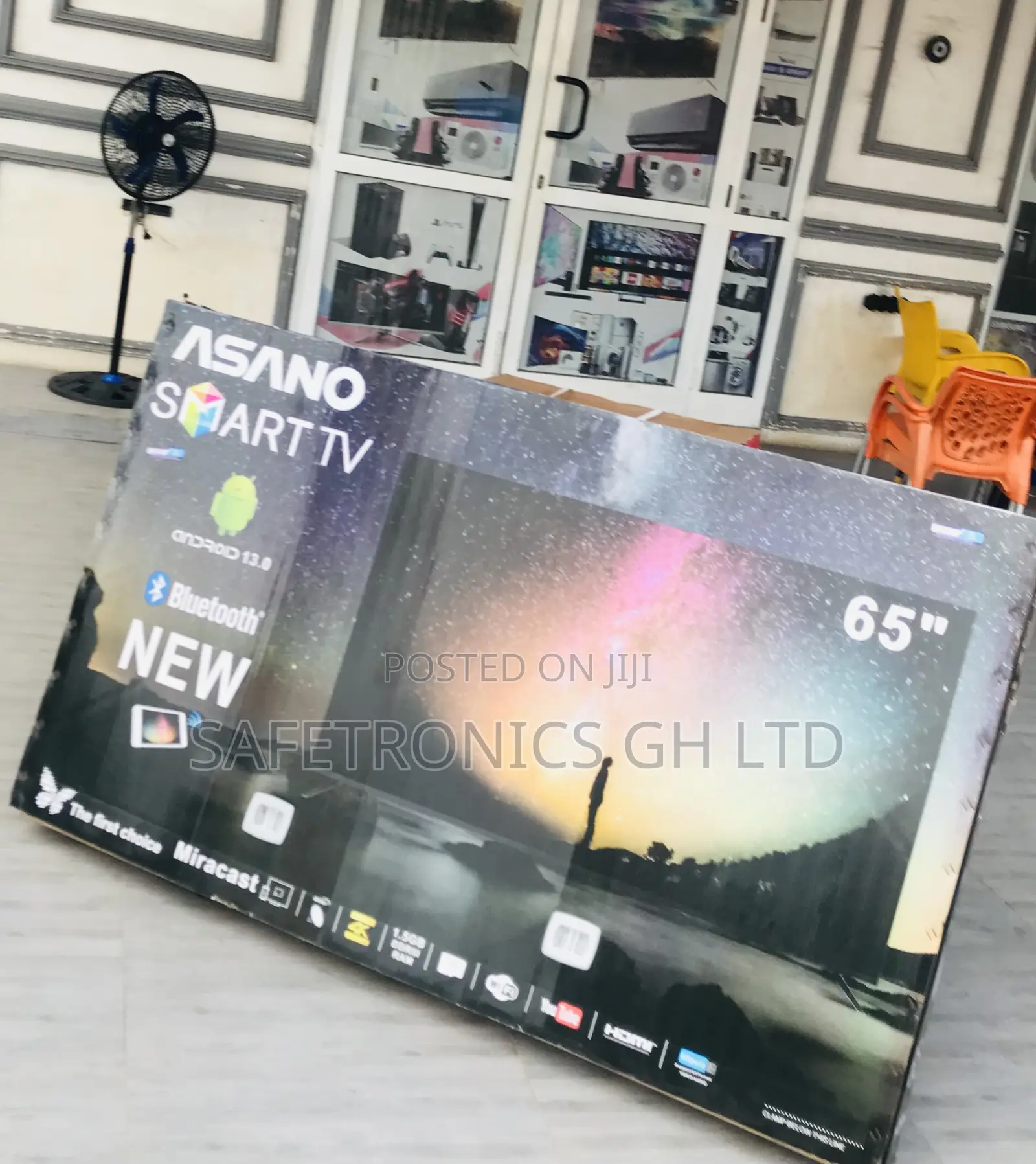 (Black) 65 Inch Smart Led UHD Asano Sleek Tv