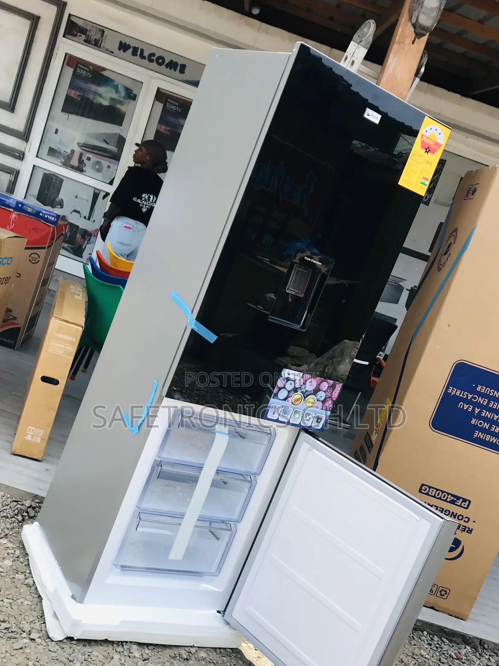 Order (Black)Glass Pf-400bg Bottomfreezer 309l Pearl 2 Doors