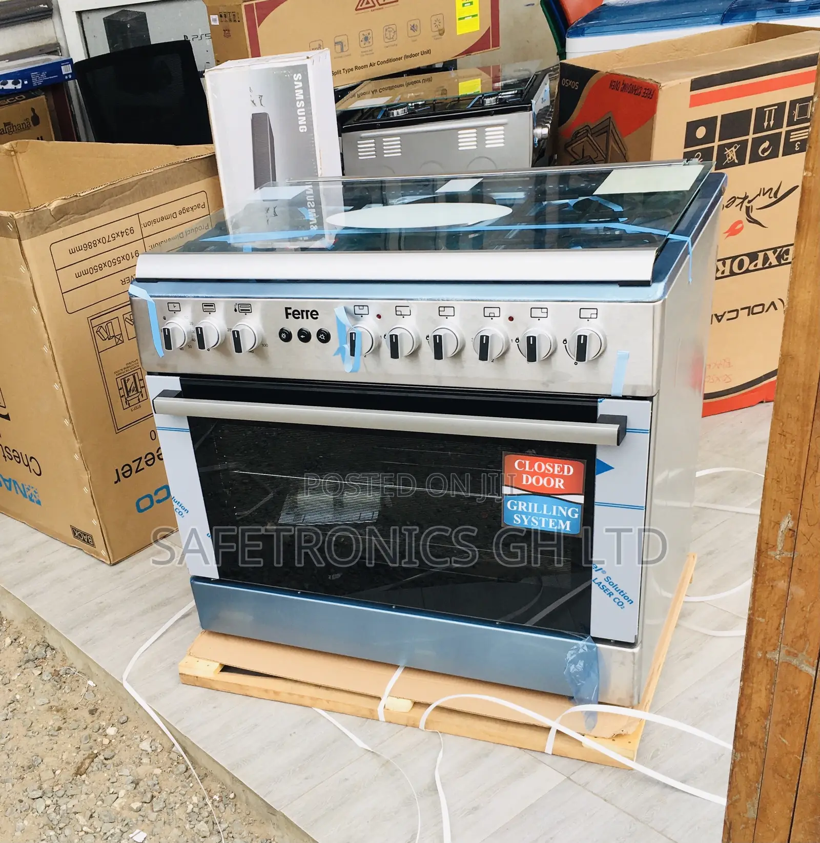 Get Authentic 60x90 Ferre Auto Ignition 5 Gas Burner Oven 