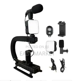 Phone and Camera Holder With Light Mic