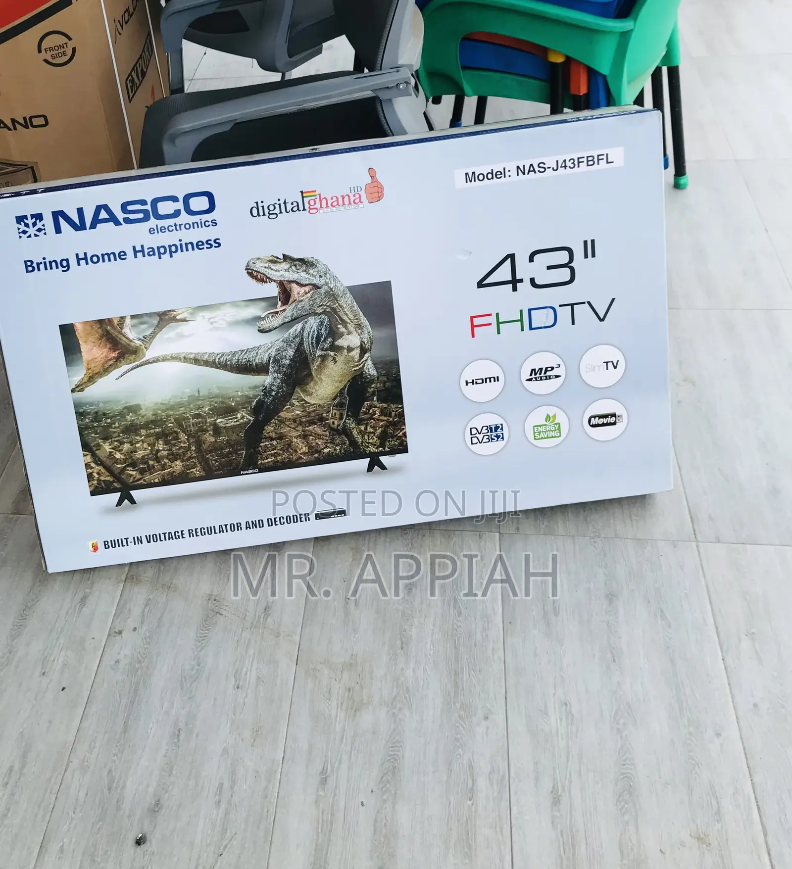 Durable Nasco 43” Led Full HD Satellite Television(Black).