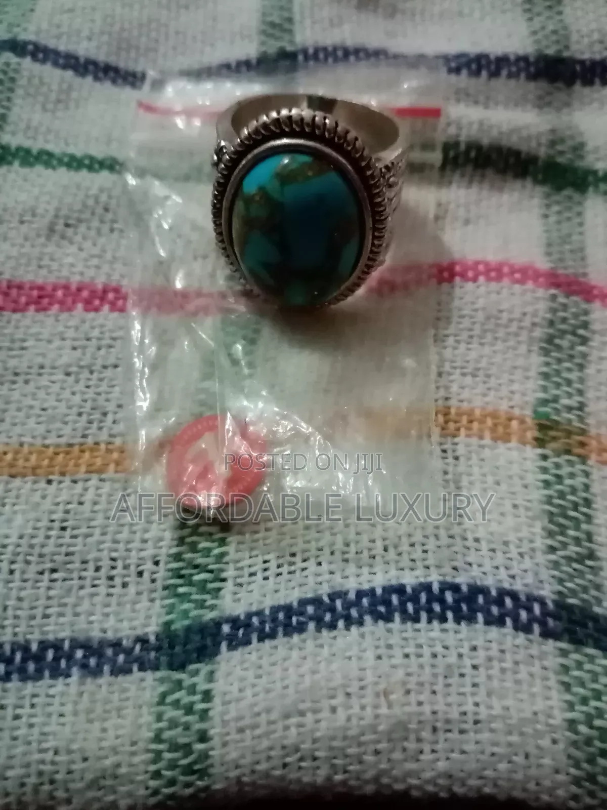 Unisex Vintage Blue Turquoise Gemstone Design Ring