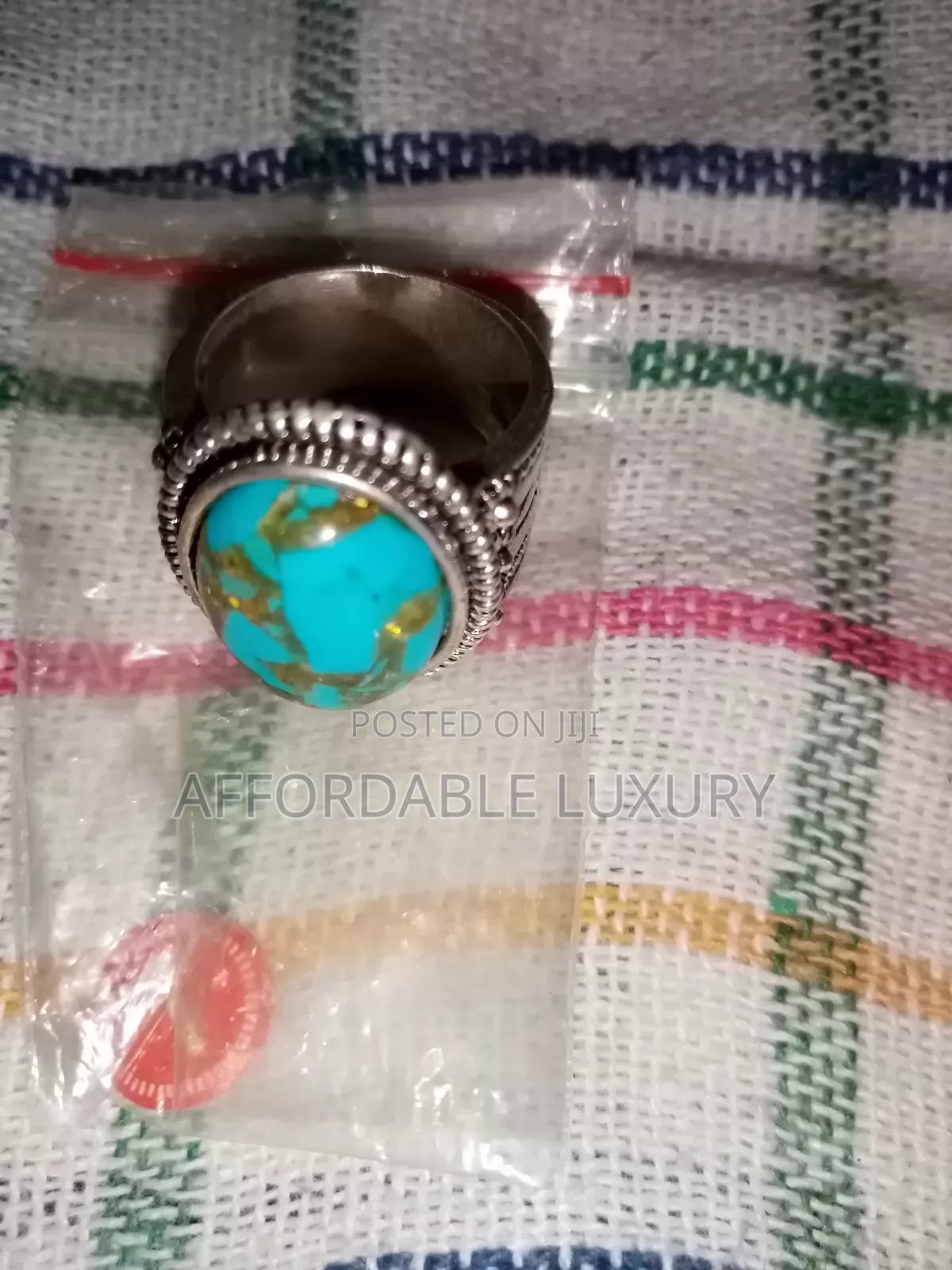 Unisex Vintage Blue Turquoise Gemstone Design Ring