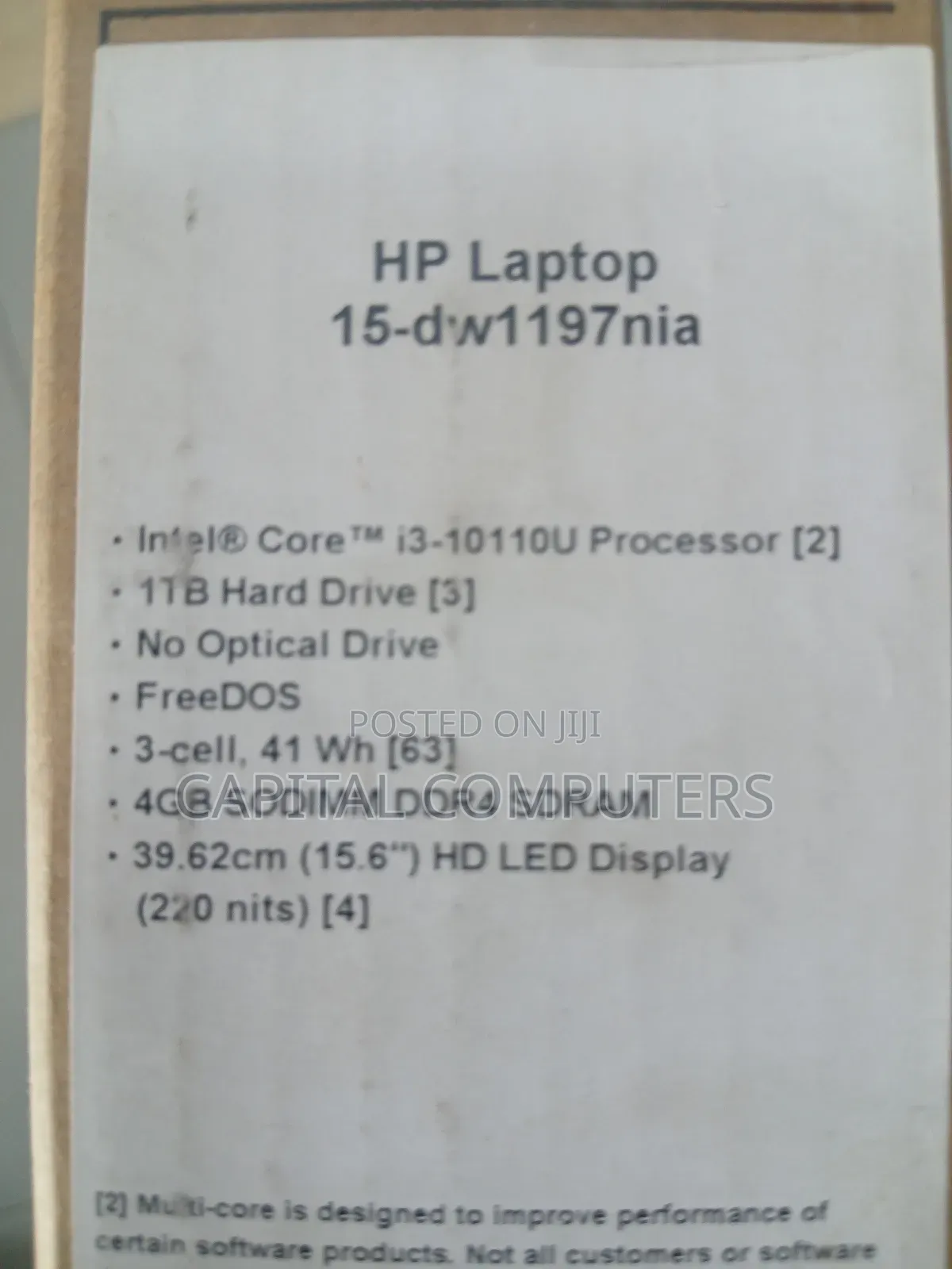 New Laptop HP 15-dw1197nia 4GB Intel Core i3 HDD 1T
