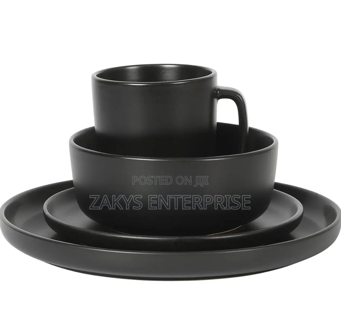 Matte Black Round Dinner Set 16pcs