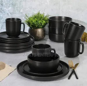 Matte Black Round Dinner Set 16pcs