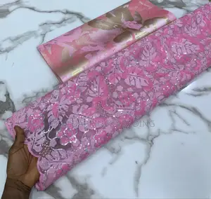 High Quality African Lace Fabric With Sequins for Unisex.
