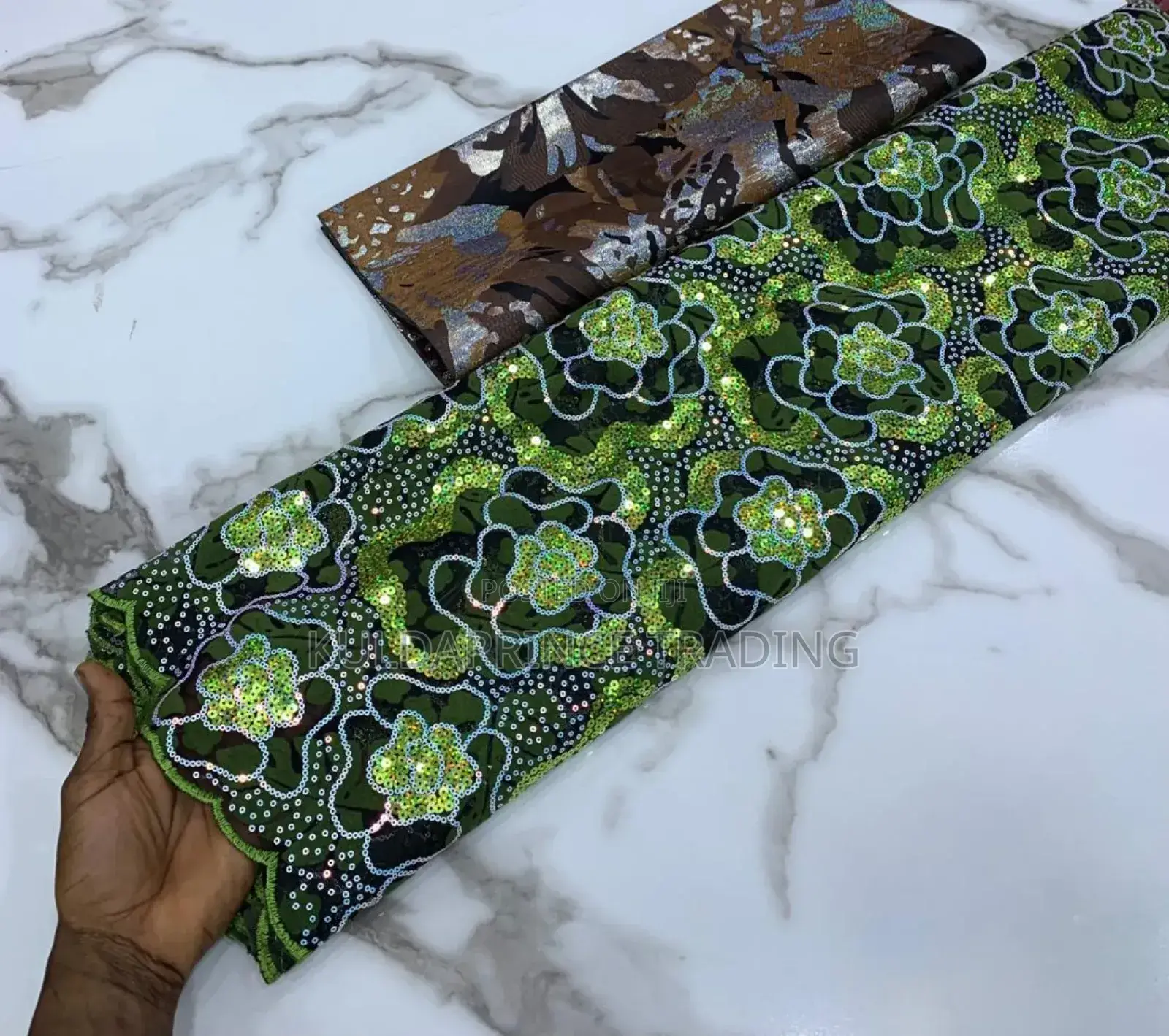 High Quality African Lace Fabric With Sequins for Unisex.