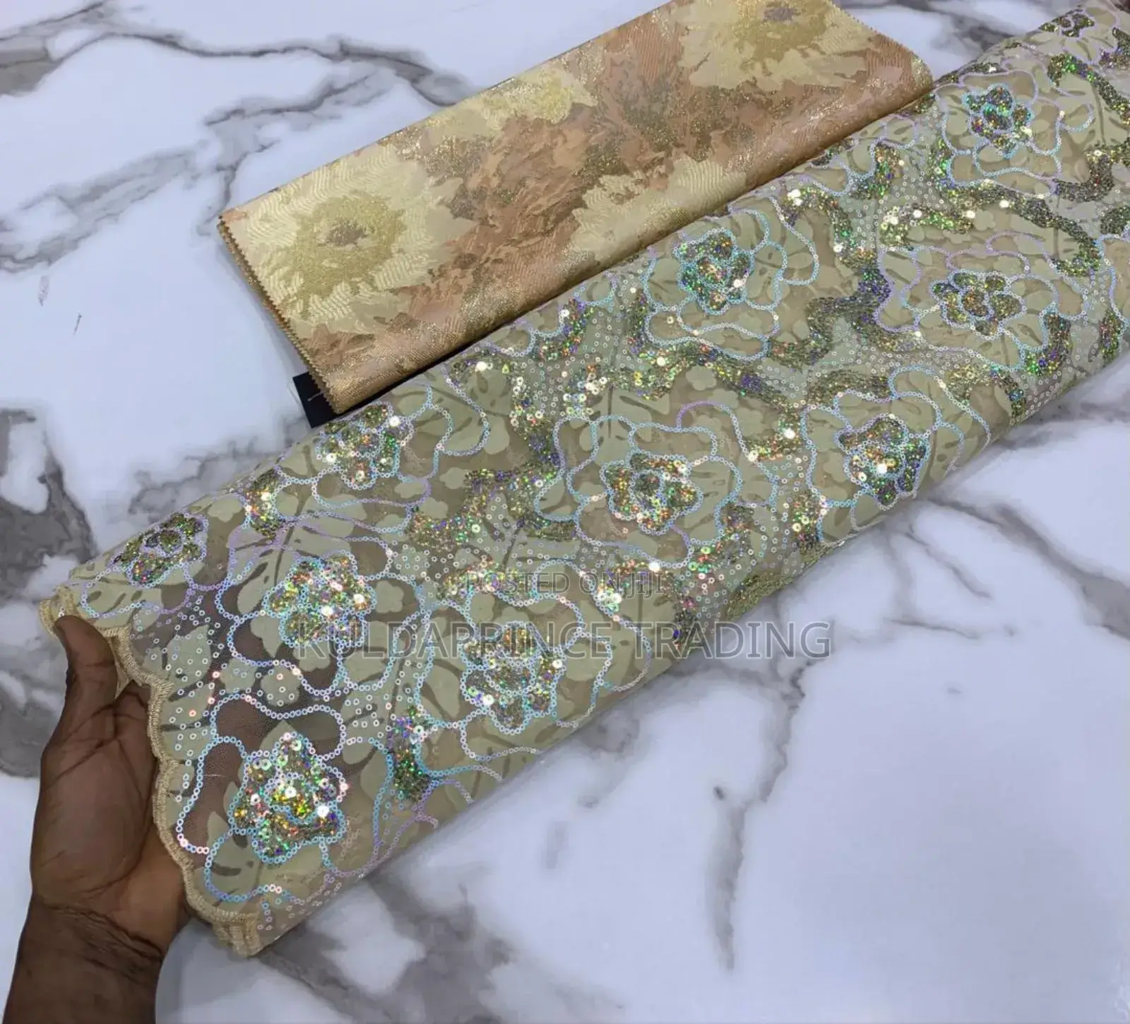 High Quality African Lace Fabric With Sequins for Unisex.
