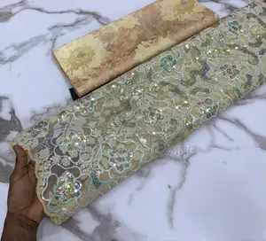 High Quality African Lace Fabric With Sequins for Unisex.