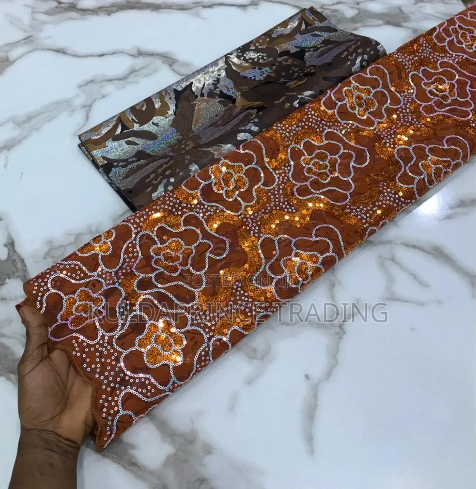 High Quality African Lace Fabric With Sequins for Unisex.