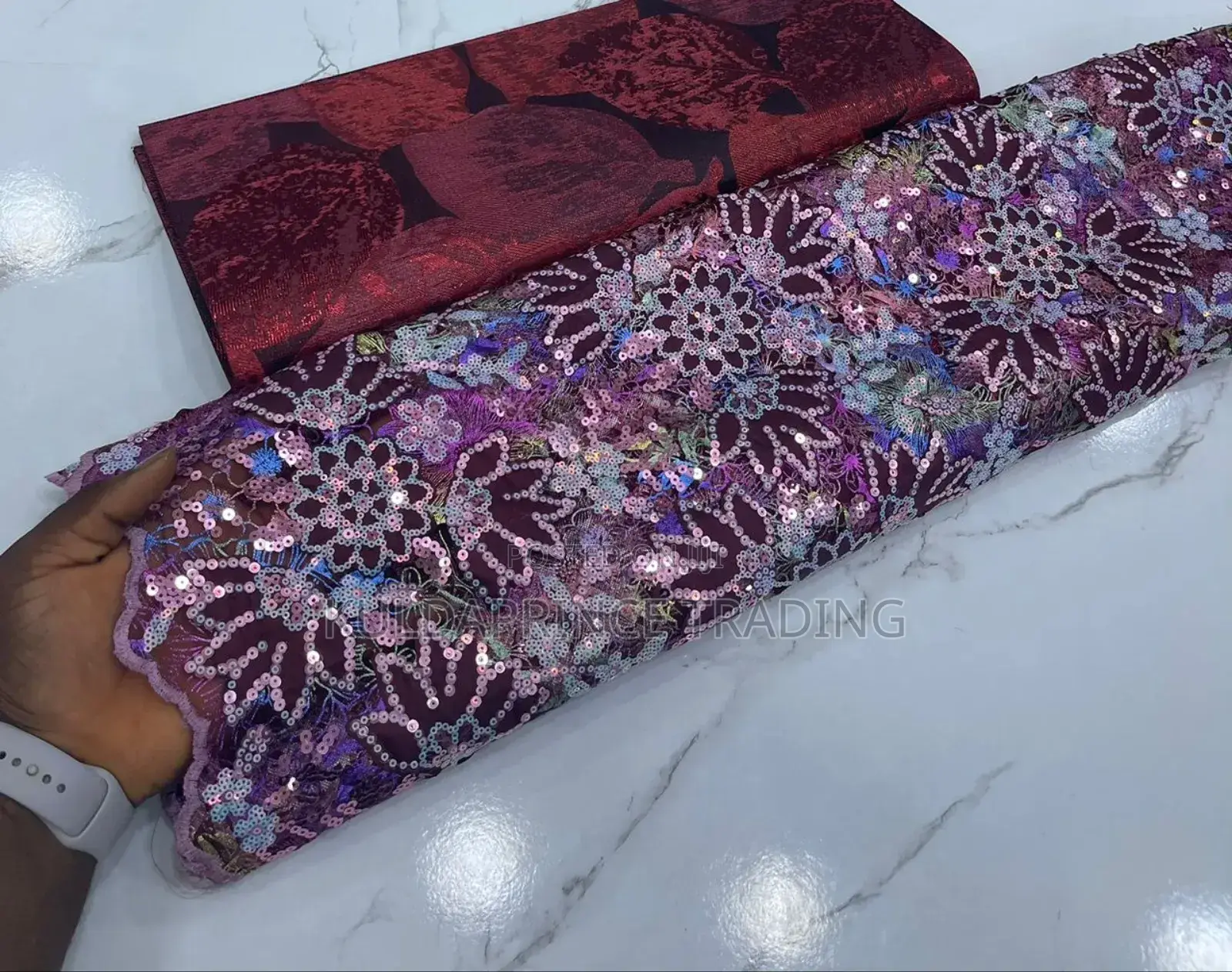 High Quality African Lace Fabric With Sequins for Unisex.