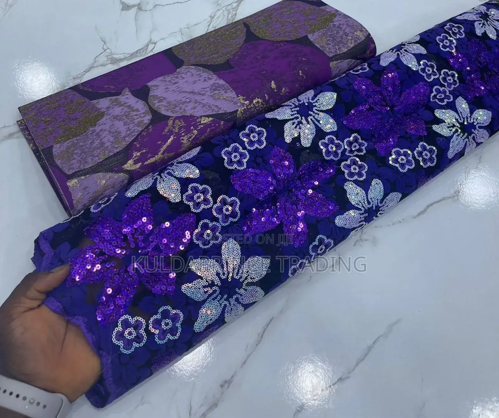 High Quality African Lace Fabric With Sequins for Unisex.