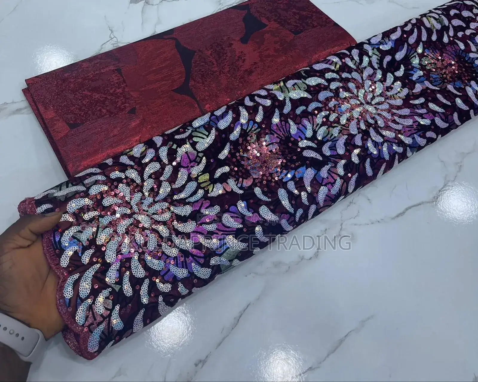 High Quality African Lace Fabric With Sequins for Unisex.