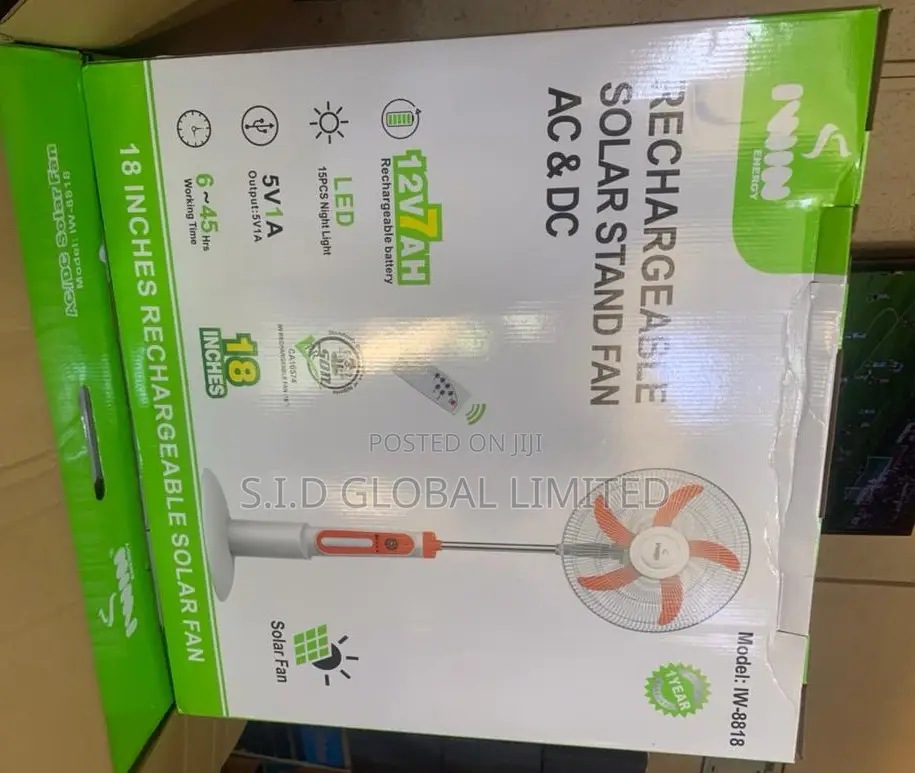Amicable Iwin Rechargeable Solar Stand Fan