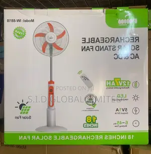 Modernize Your Home With 18'' Rechargeable Solar Stand Fan