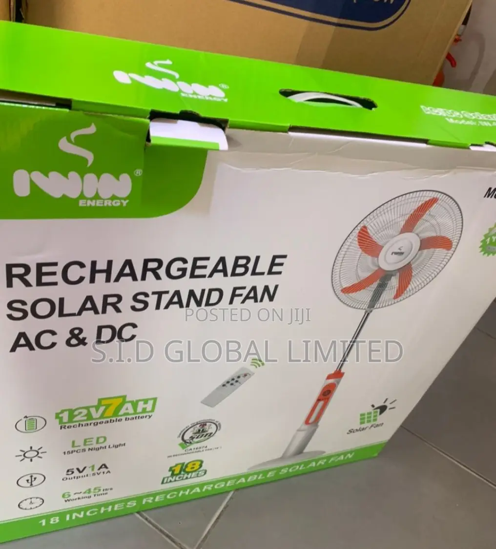 Upgrade Your Space With IWIN 18'' Rechargeable Solar Fan