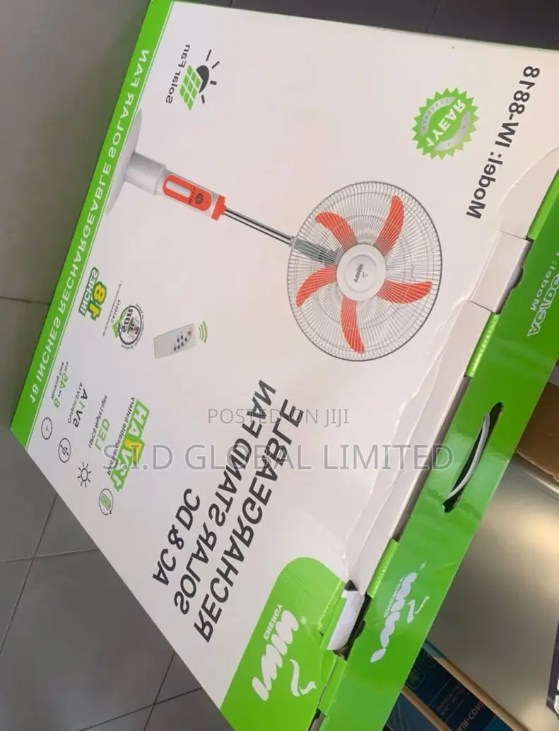 Secured New 18'' IWIN Rechargeable Solar Stand Fan
