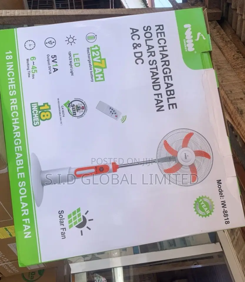 Grab Your Gleaming IWIN 18'' Rechargeable Solar Stand Fan