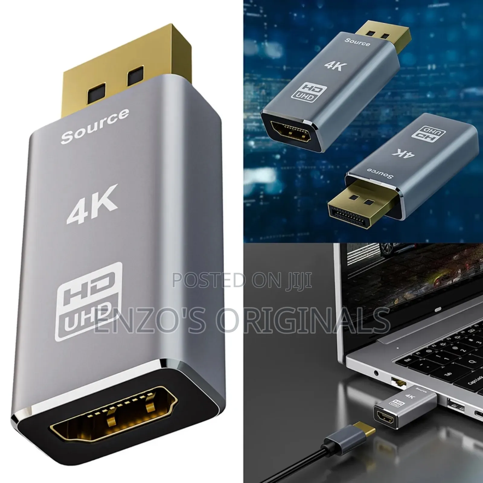 Dp To Hdmi Uhd Monitor Or Tv Adapter All Metal Finish