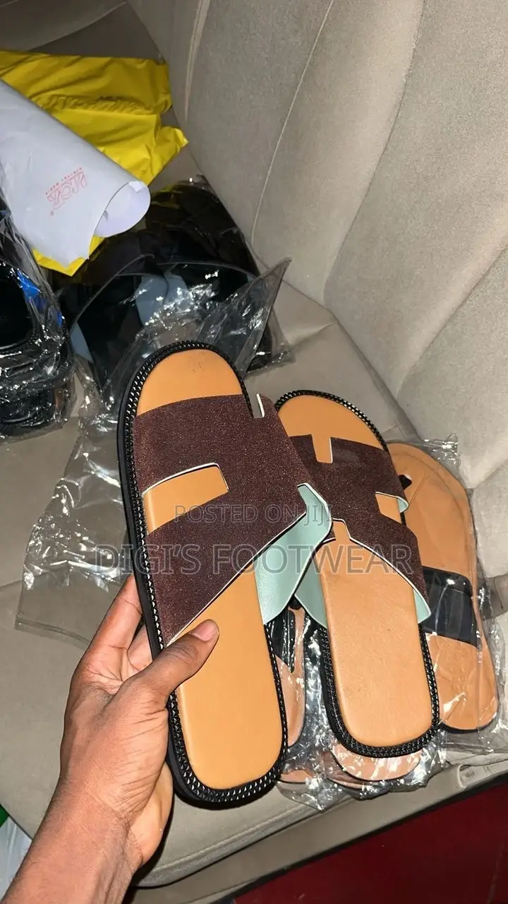 Brown Suede Hermes Slippers